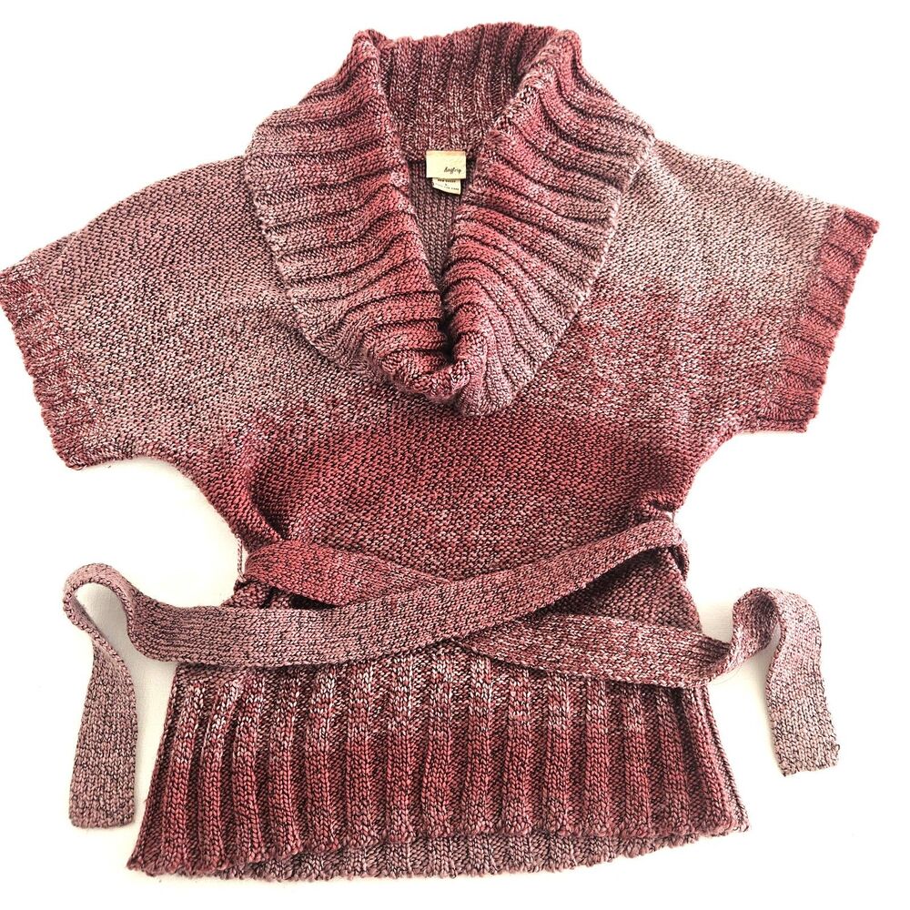 DAYTRIP Cowl Neck Sweater Womens LARGE Purple Pink Short Sleeve Fall